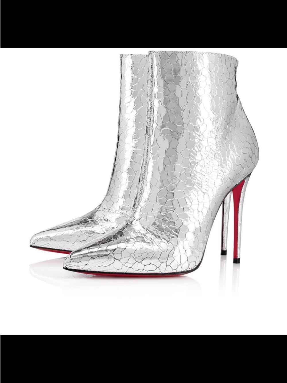 Christian Louboutin So Kate Booty 100mm Specchio Martelé Silver EU 41 NIB